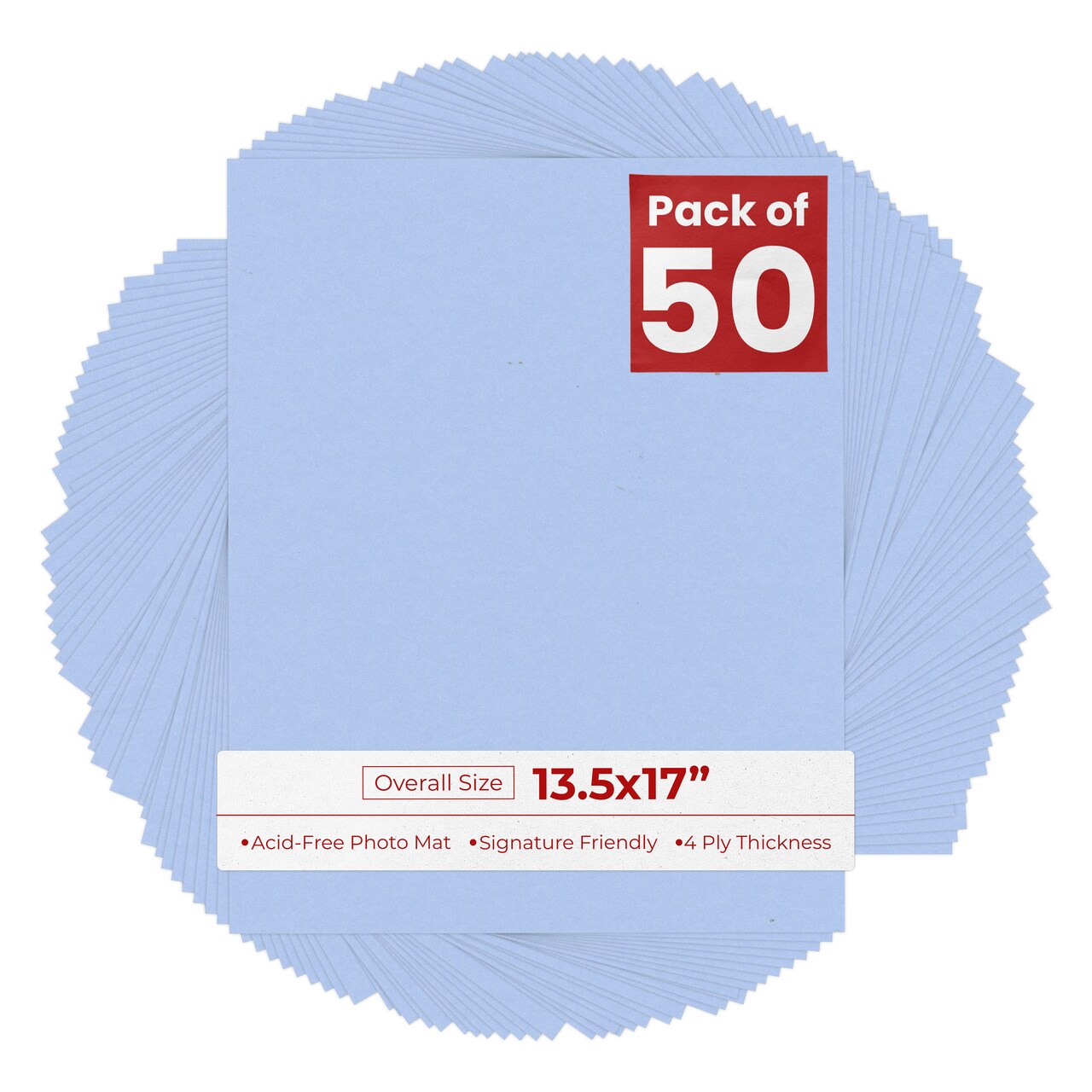 Fountain Blue 13.5x17 Uncut Mat Board - Blank Sheets, No Opening